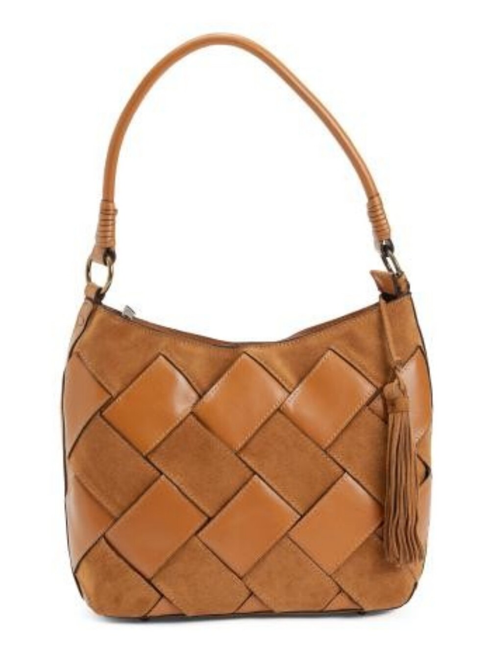 Patricia Nash Leathwr Woven Callie Hobo With Suede Accent Light Tan Medium NWT
